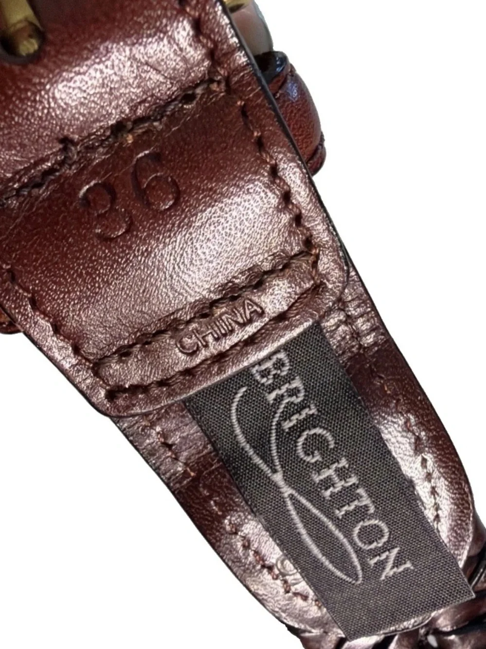 Vintage Brighton 98067 Brown Braided Leather Belt Sz 36 Solid Brass Buckle Nice